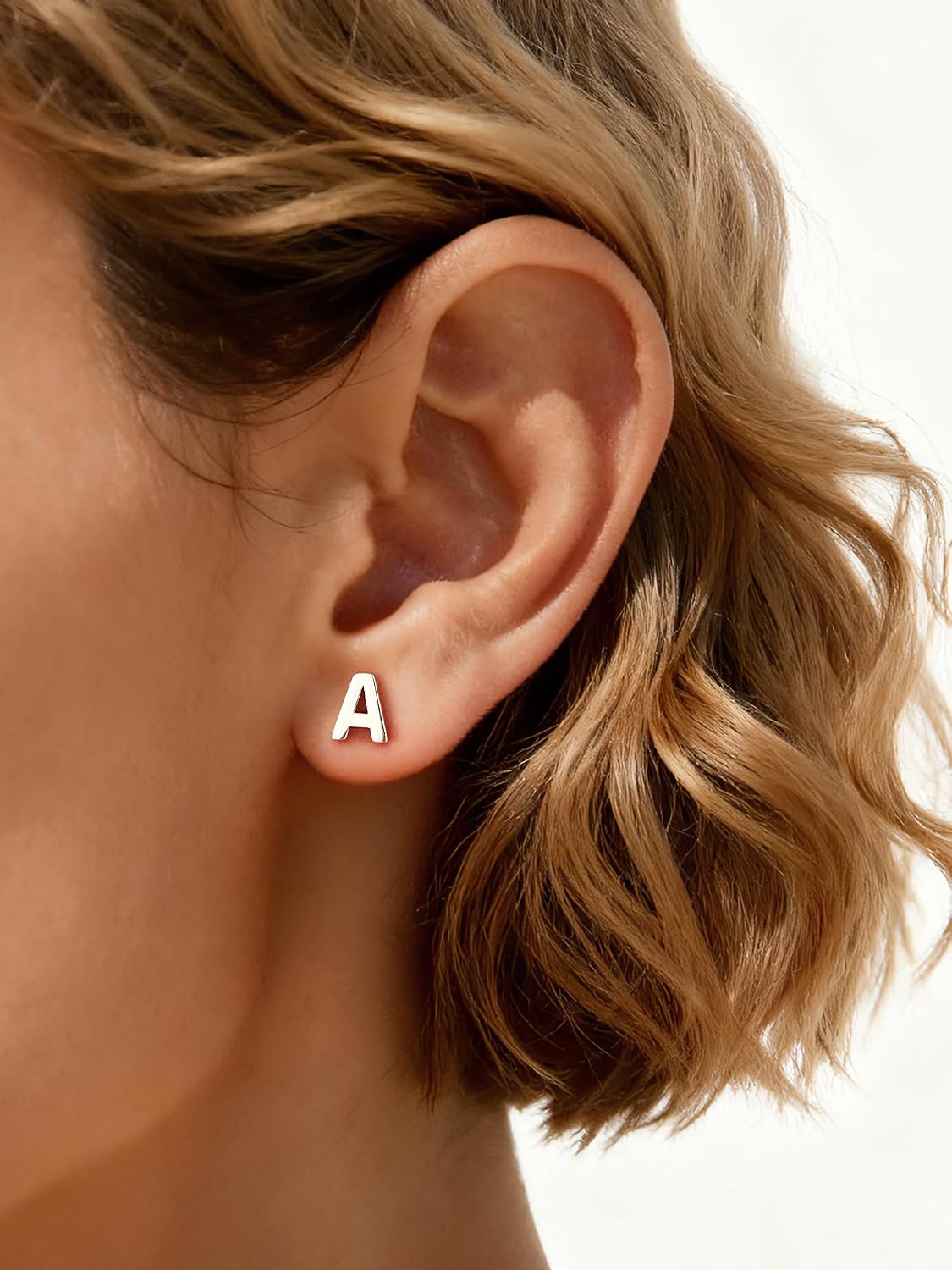 ChicSilver Hypoallergenic 925 Sterling Silver Stud Earrings Simple Tiny Initial Letter A-Z Studs for Women Sensitive Ears