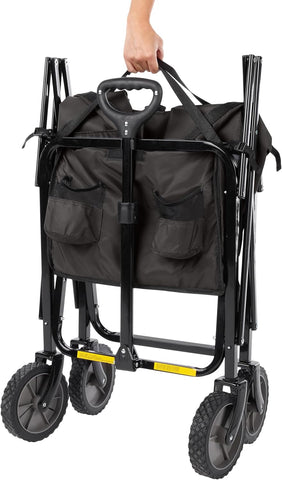 Amazon Basics Collapsible Heavy Duty Utility Wagon for Outdoor Sports, Camping, Garden, and Shopping, 265 Pounds Capacity, 27.6 x 40.9 x 20 inches, Black