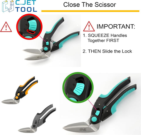 C.JET TOOL 10" Heavy Duty Scissors - Carpet Cutter, Industrial Multipurpose Tool for Cardboard, Leather, Pruning, Gardening - Professional Soft Grip Stainless Steel (Orange)