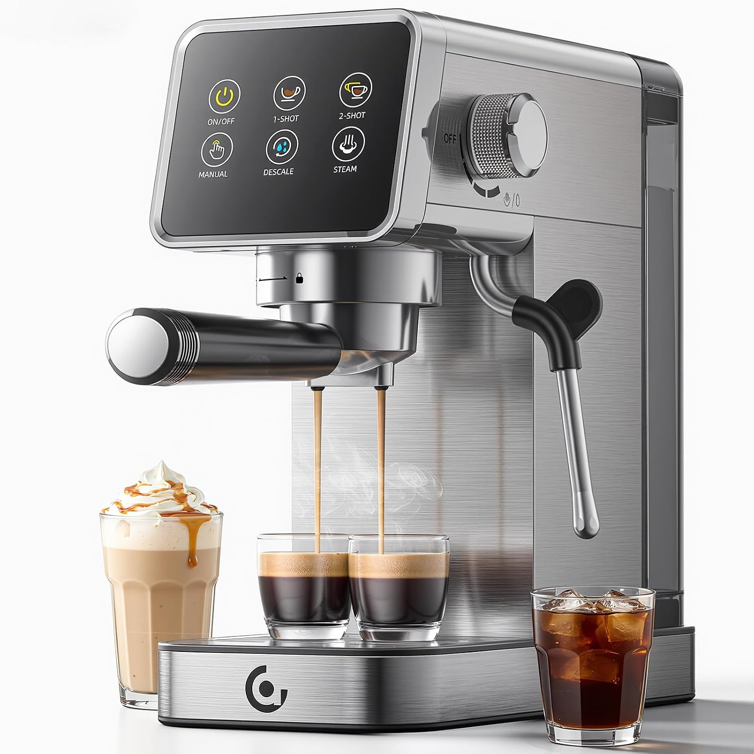 AMZCHEF 20 Bar Home Espresso Coffee Machine, Silver Gray