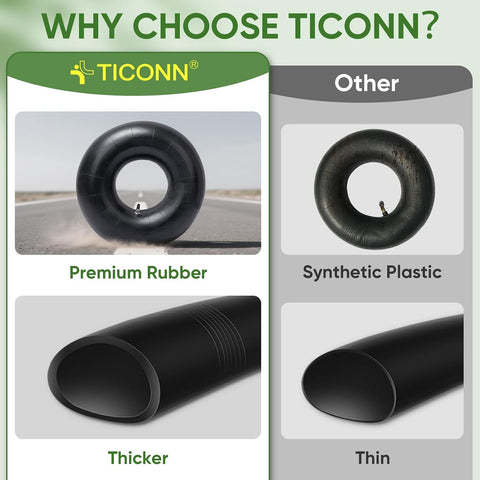 TICONN 3.00/3.50-8 Inner Tube, 2 Pack Inner Tire Tube for Wheelbarrow Tires, Replacement Tube with TR-13 Straight Valve Stem for Wheelbarrows, Wagons, Hand Trucks, Generators
