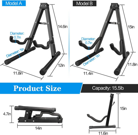 DkOvn 1/2/4 Pack Folding Guitar Stand, with Non-Slip Rubber and Foam Arms