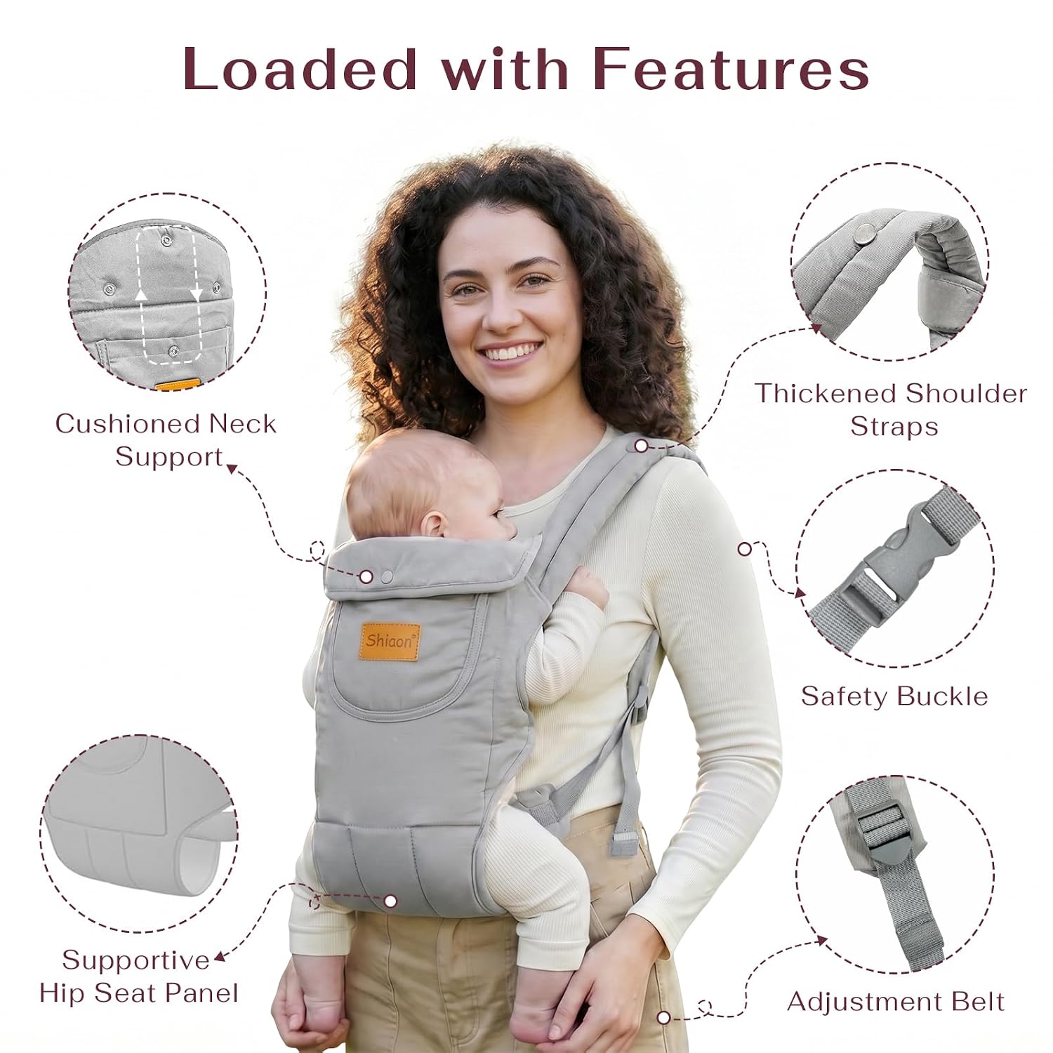 Baby Carrier Newborn to Toddler(8-30lbs), Toddler Carrier Baby Holder Carrier with Adjustable Shoulder Strap, Chest Carriers, Grey