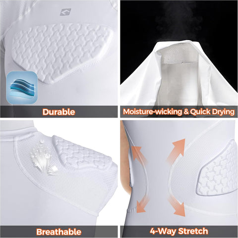COOLOMG Youth Football Padded Shirt Chest Rib Protector