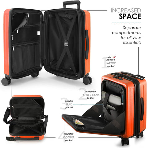 TRAVELARIM 20 Inch Carry On Luggage 22x14x9 Airline Approved Suitcase