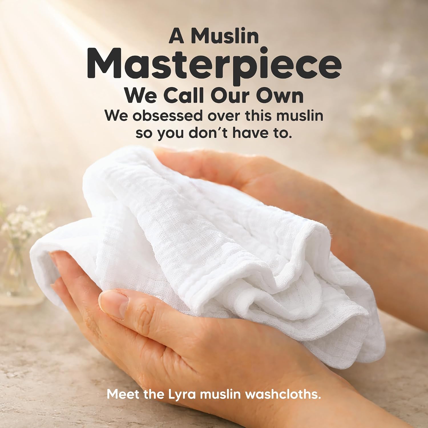 5pk Muslin Baby Washcloths for Newborn, 12x12 Soft Absorbent (Sweet Charm)