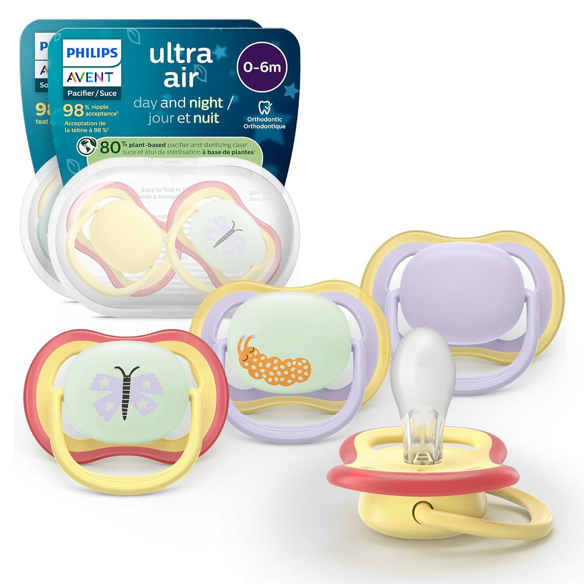 Philips Avent Ultra Air Day & Night Baby Pacifier, 0-6 Months, BPA-Free