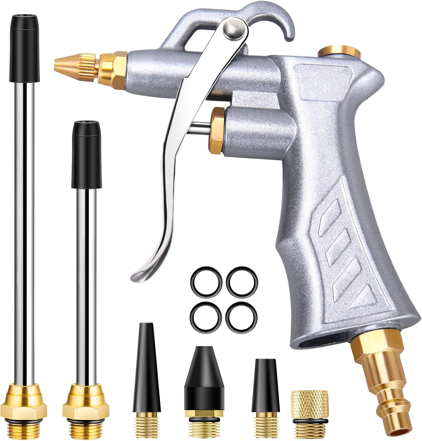 JASTIND Industrial Air Blow Gun with Brass Adjustable Air Flow Nozzle Kit