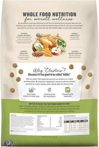 The Honest Kitchen Whole Grain Chicken & Superfoods Whole Food Clusters, Vet Crafted Human Grade Dry Dog Food, Skin, Coat, Digestion & Healthy Weight, 10 lb Bag
