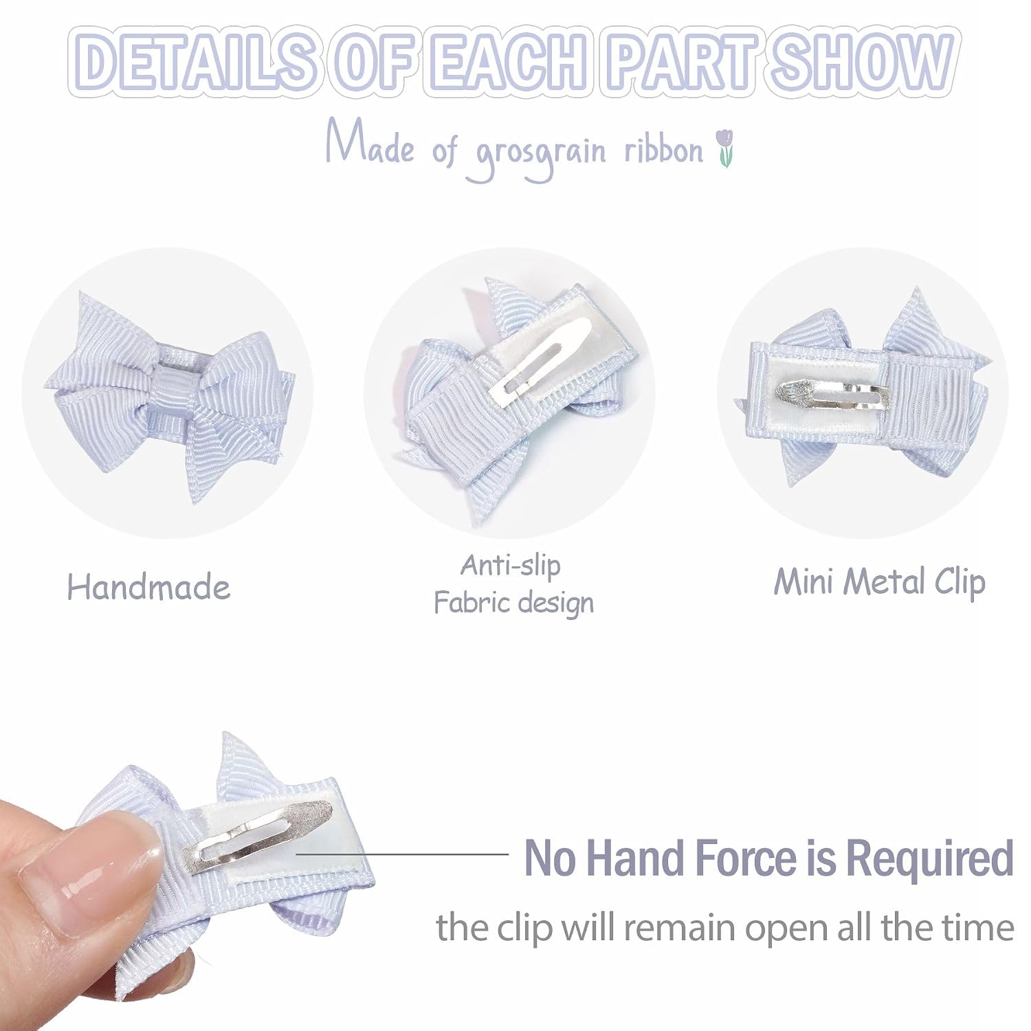 DED 40PCS 1.4" Baby Girls Mini Bow Snap Clips for Infants Toddlers