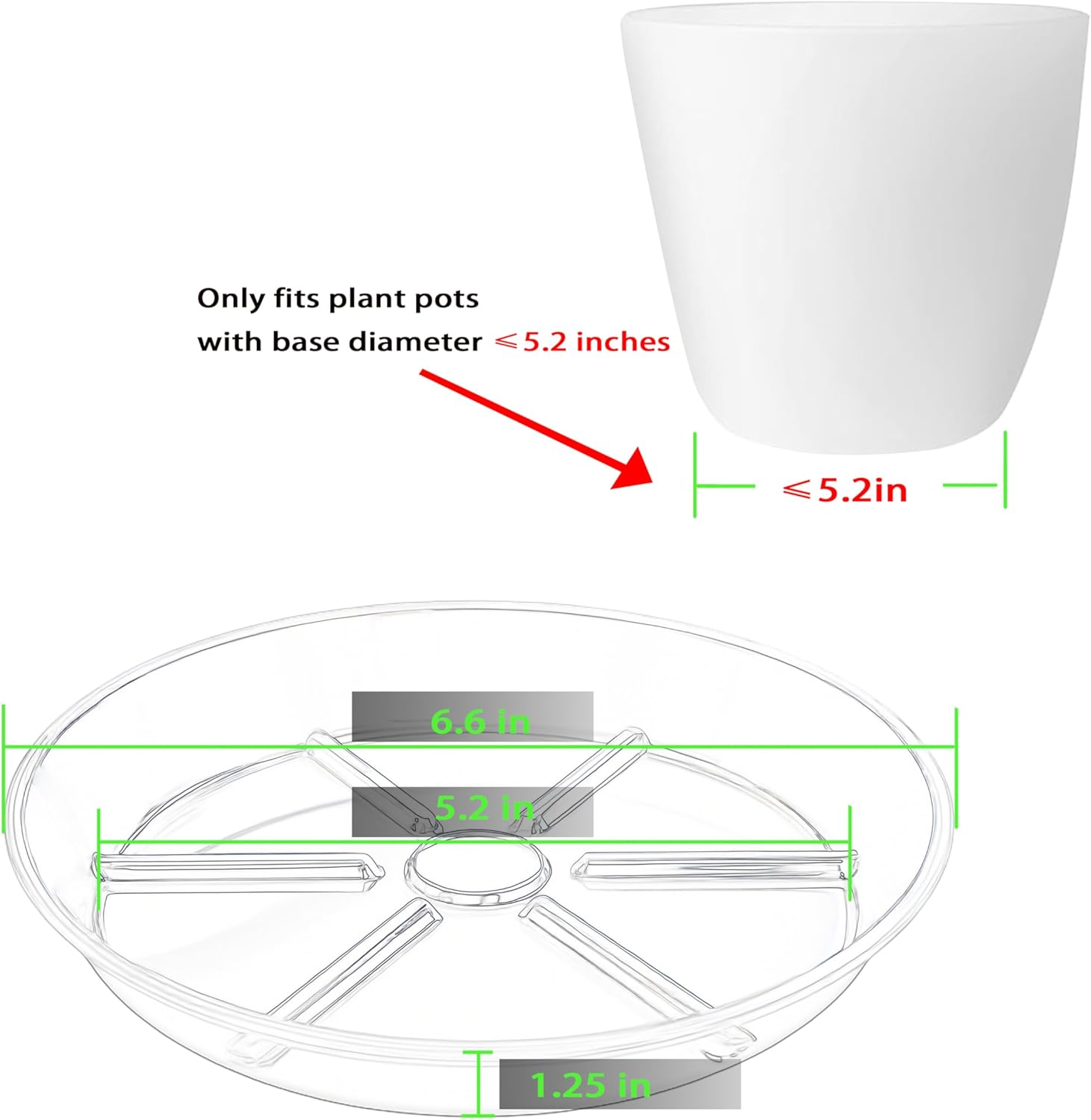 Plant Saucer Pot Tray 6 inch, 6 Packs Flower Planter Saucers and Drip Trays, Blue