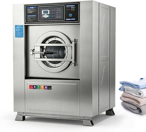 TECHTONGDA Commercial Washer and Dryer Industrial Washing Machine for Laundry Washing Dehydrating Drying 3-in-1 Commercial Washer Machine 44LBS Capacity for Workshop/Hospital/Hotel 220V 3PH