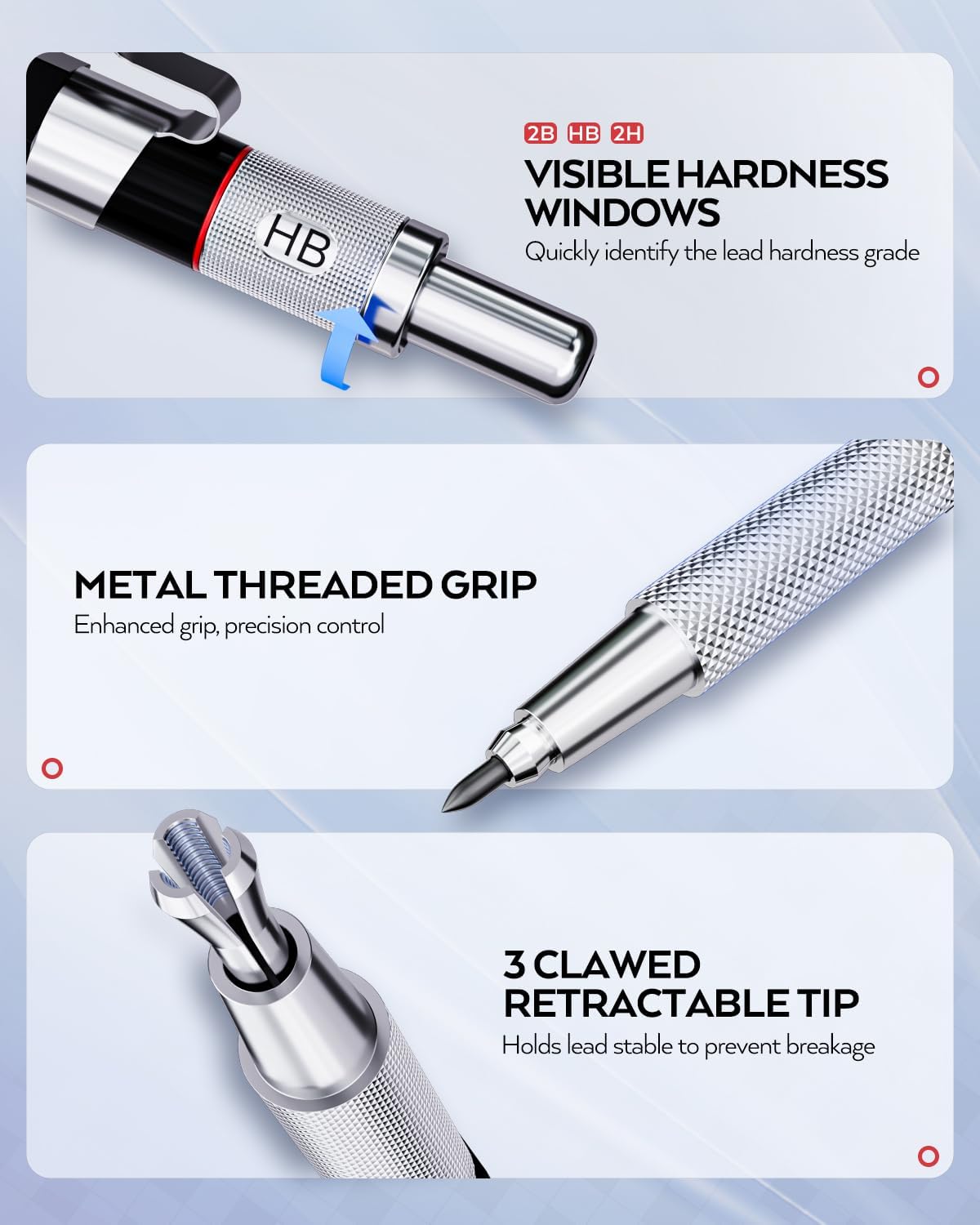 Nicpro 6PCS Art Mechanical Pencil Set, 0.5/0.7/0.9/2mm Point