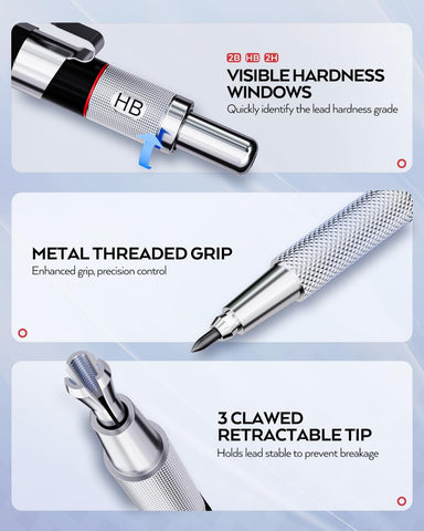 Nicpro 6PCS Art Mechanical Pencil Set, 0.5/0.7/0.9/2mm Point
