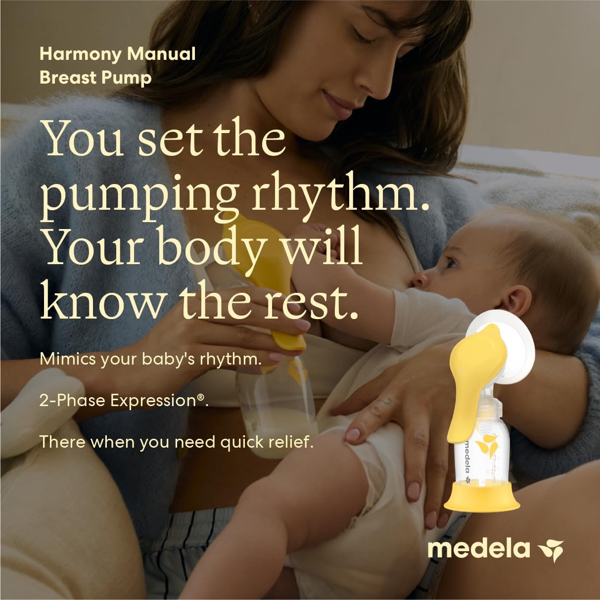 Medela Harmony Manual Breast Pump & Silicone Milk Collector Set, On-the-Go