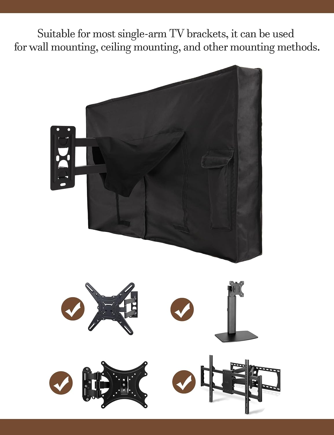 iBirdie Outdoor TV Cover 65 to 70 inch Waterproof and Weatherproof, Black