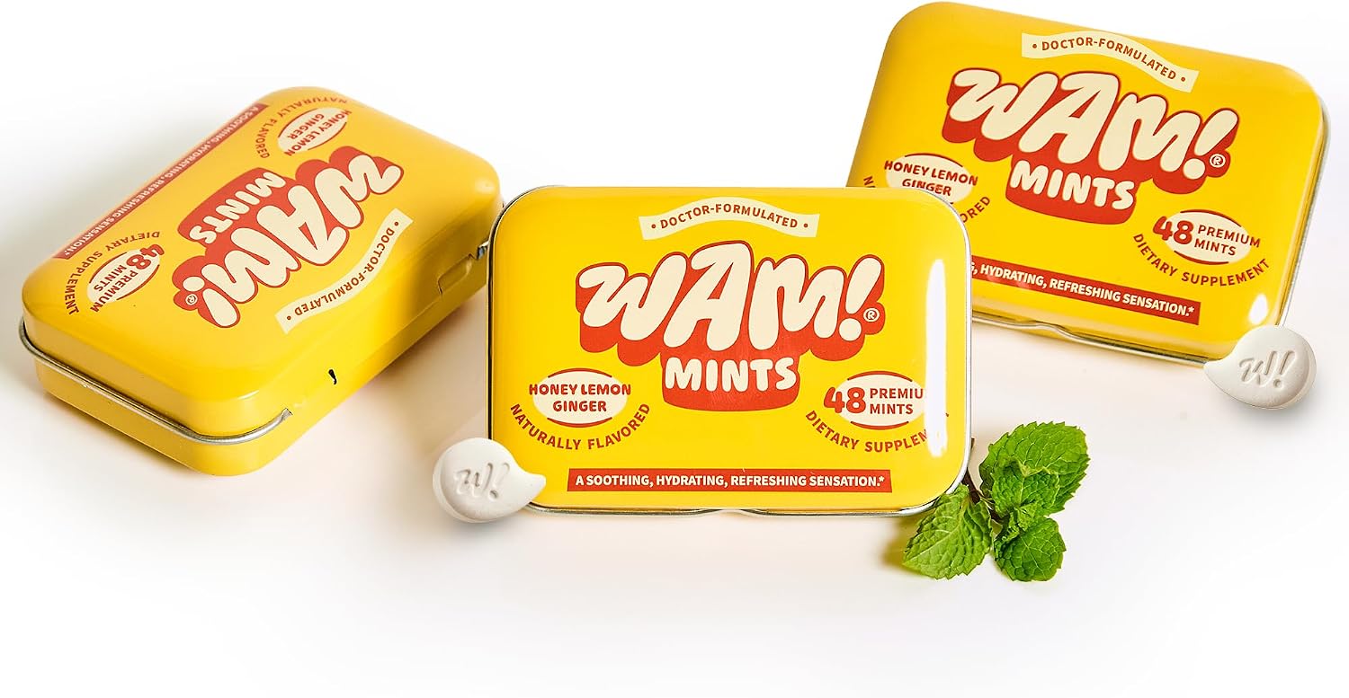 WAM! Honey Lemon Ginger Mints, Sugar Free Breath Mints, 3 Tins