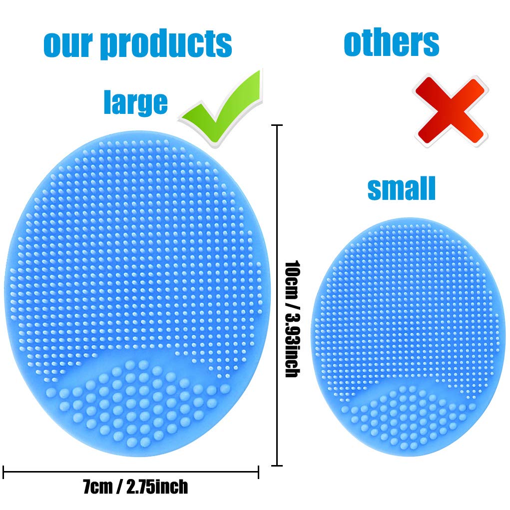 Baby Bath Brush, Baby Cradle Cap Brush, Silicone Massage Brush, Silicone Scrubbers Exfoliator Brush, Baby Skin Scrubbers for Dry Skin and Cradle Cap (Large-Blue & Green)