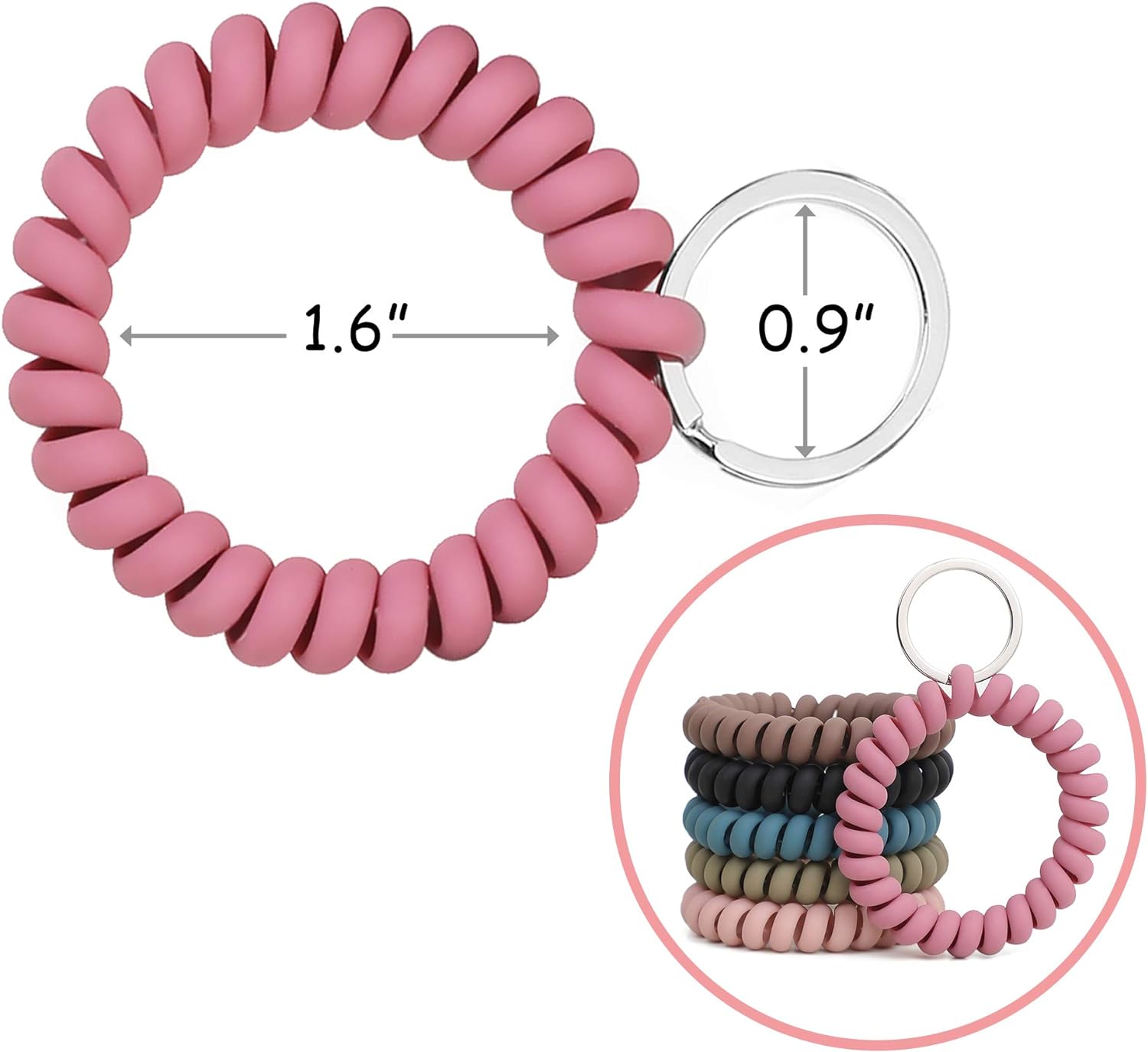 LGEGE 6PCS Stretchable Wristband Wristlet Keychain Wrist Key Chain Wristlet,Spring Flexible Spiral Wrist Coil ​Wrist Key Holder Key Ring for Sauna Gym Pool ID Badge and Outdoor Sports