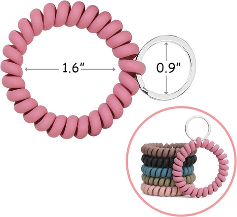 LGEGE 6PCS Stretchable Wristband Wristlet Keychain Wrist Key Chain Wristlet,Spring Flexible Spiral Wrist Coil ​Wrist Key Holder Key Ring for Sauna Gym Pool ID Badge and Outdoor Sports