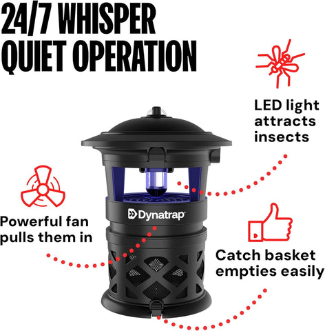 Dynatrap DT2030SR Fly Traps Outdoor - Mosquito & Flying Insect Killer for 1 Acre – Kills Mosquitoes, Flies, Gnats, Wasps - Bug Zapper Alternative - Black