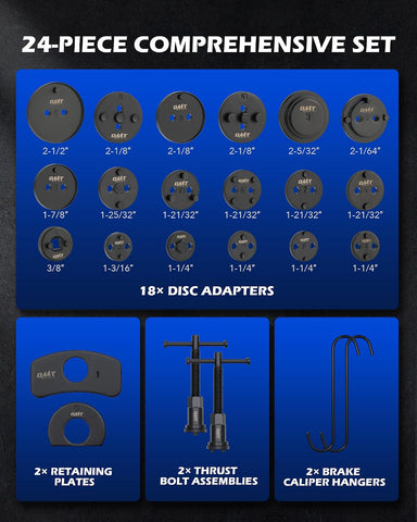 OMT 24pc Brake Caliper Compression Tool with Adapters & Hangers, Blackened