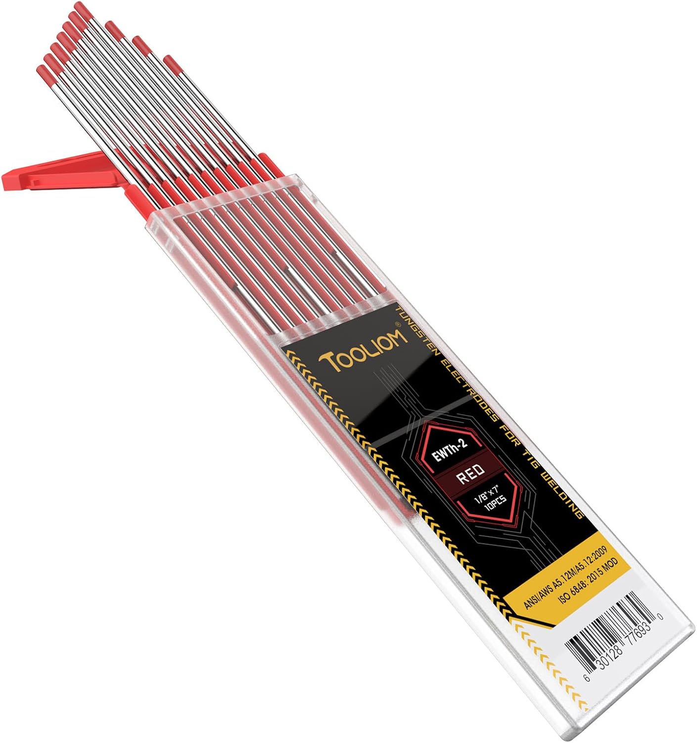 TOOLIOM EWTh-2 TIG Tungsten Electrodes, Red, 1/8 x 7 in, 10 Pack