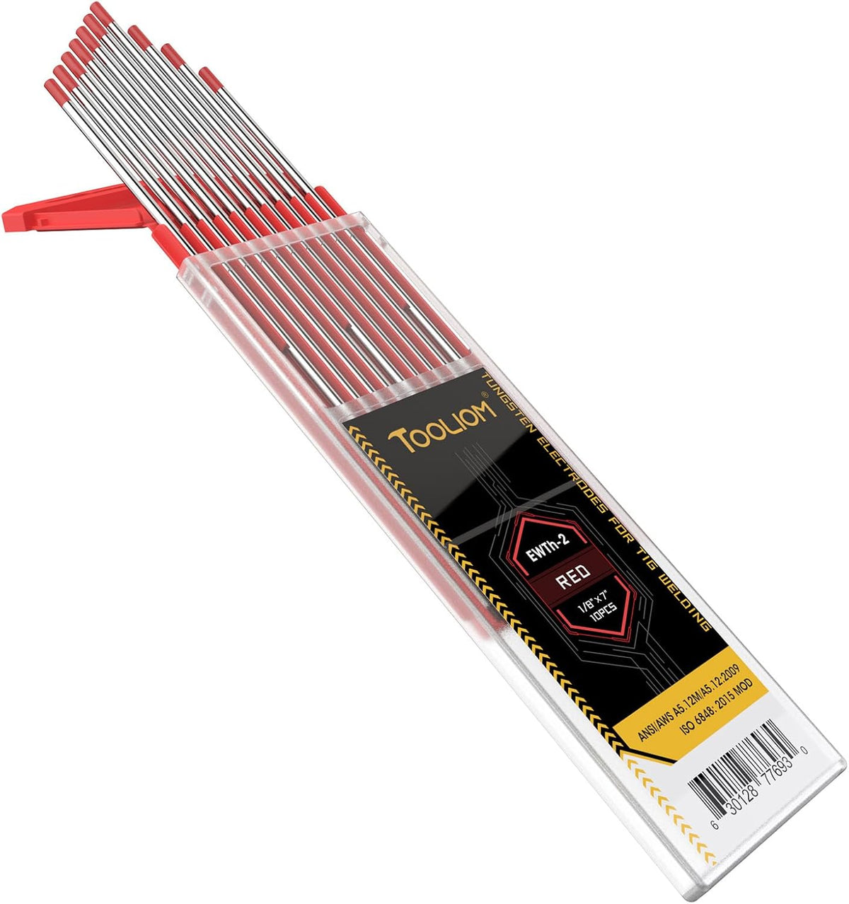 TOOLIOM EWTh-2 TIG Tungsten Electrodes, Red, 1/8 x 7 in, 10 Pack