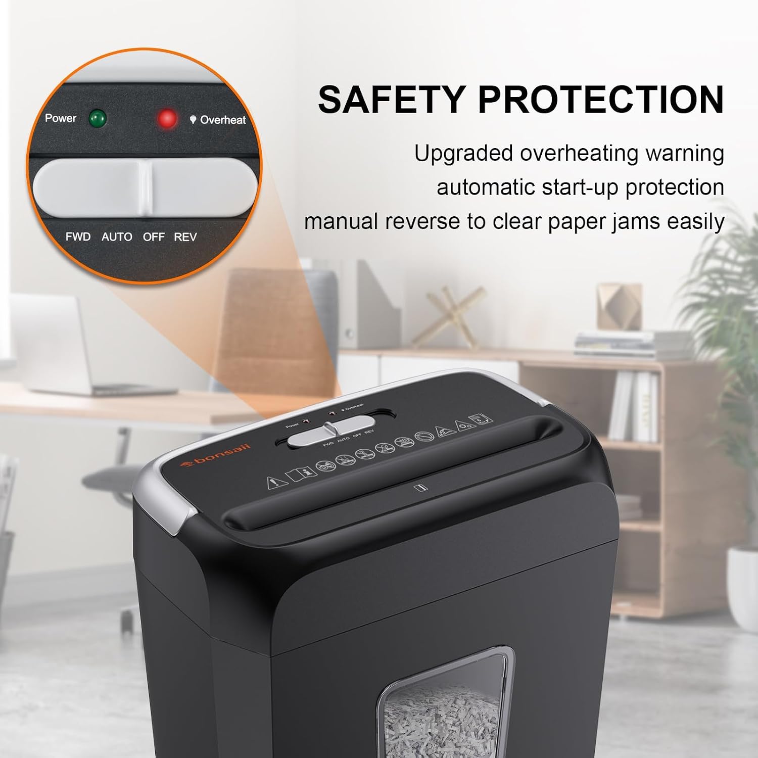 Bonsaii 5-6 Sheet Cross Cut Paper Shredder for Home use, 3.4 Gal Bin