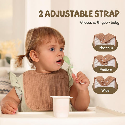 POIKSHARK 6-Pack Muslin Baby Bibs for Unisex Boys Girls, Cotton Baby Drool Bibs, Drooling and Teething Bibs for Infant