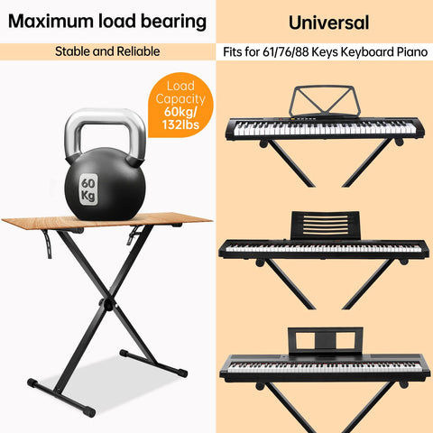 AODSK Single-X Keyboard Stand Adjustable Width & Height,Piano Stand with Locking Straps & Quick Release Mechanism-Adjust height in one second