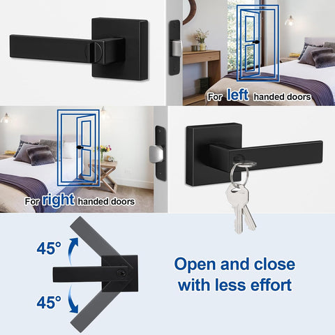 Estmoon Door Lock Matte Black Door Knob with Lock, Heavy Duty Keyed Front Door Handle Exterior Lockset, Entrance Exterior Door Knob for Bedroom, Bathroom, Front Door, Office, 1 Pack