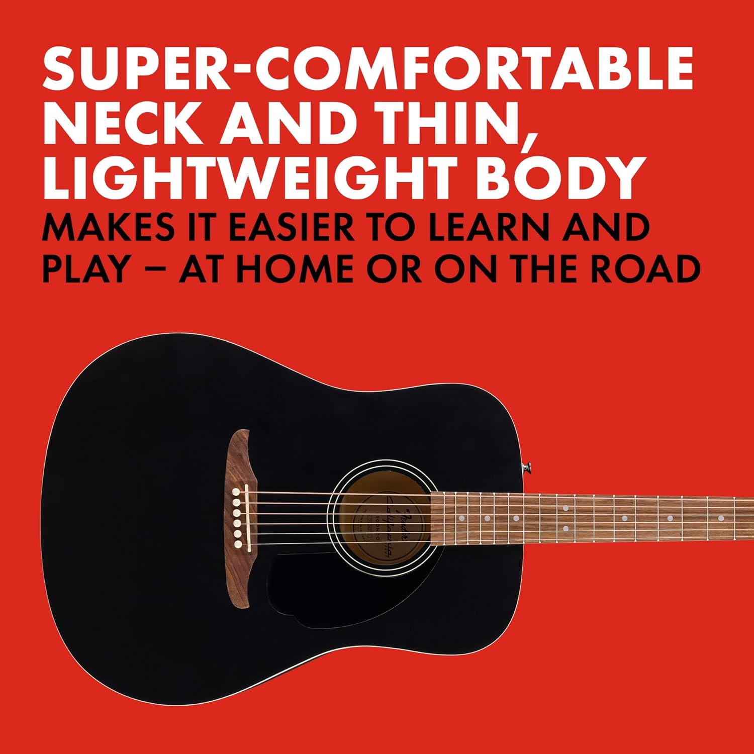 Fender California Debut Redondo Series Beginner Acoustic Guitar, Black