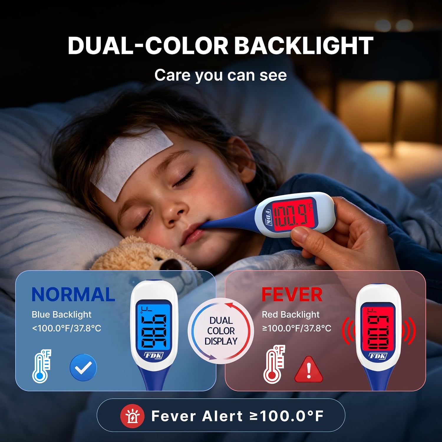 FDK 8-Second Large Digital Thermometer for Adults Fever Case