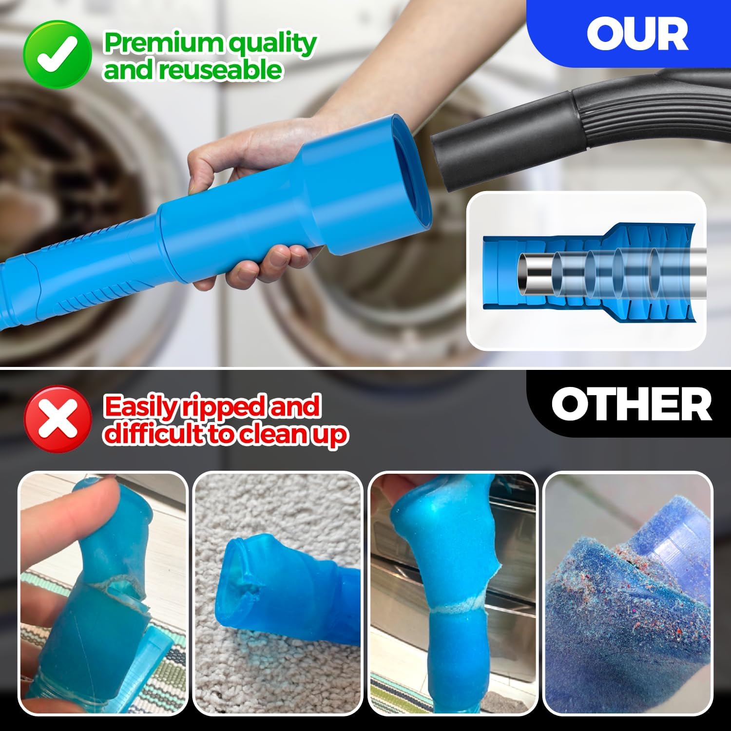 Holikme Dryer Vent Cleaner Kit 2Pack - Lint Vacuum Attachment & Brush