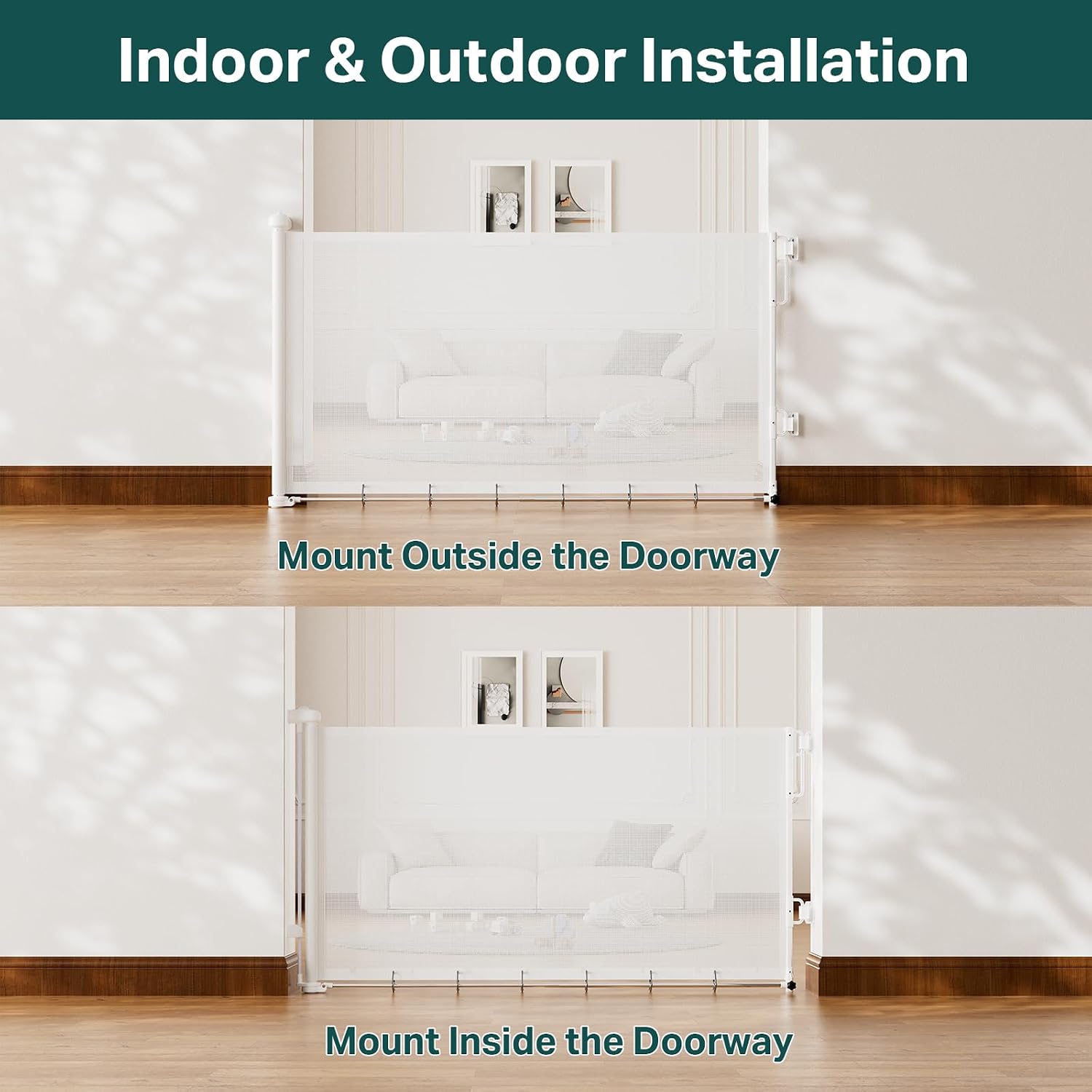 Cumbor 37-55" Retractable Baby Gates for Stairs & Doorways, White