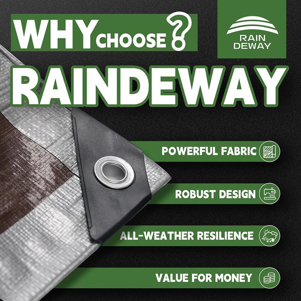RAINDEWAY 6x8 Feet Tarps Heavy Duty Waterproof,10Mil Small Tarp Cover