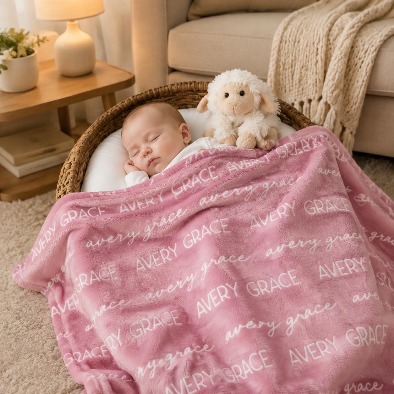 Personalized Baby Blanket with Name, Custom Newborn Swaddle Blanket, Soft Receiving Blanket for Baby Boys and Girls, Nursery Essentials