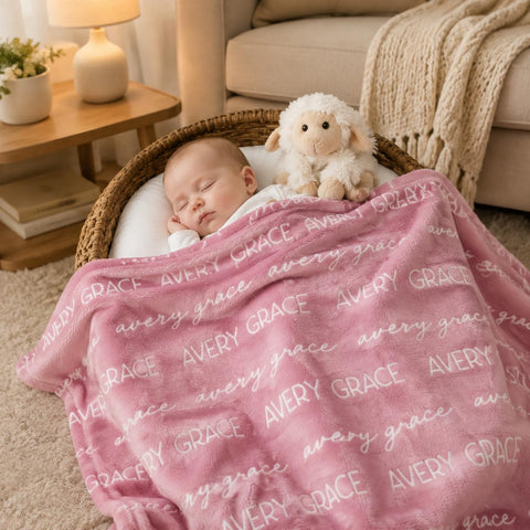 Personalized Baby Blanket with Name, Custom Newborn Swaddle Blanket, Soft Receiving Blanket for Baby Boys and Girls, Nursery Essentials