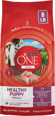 Purina ONE Plus Healthy Puppy Dry Food, Chicken, 8 lb Bag
