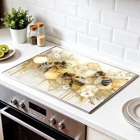 Bee Honey Stove Top Cover 28x20 Inch Decorative Electric Stove Cover