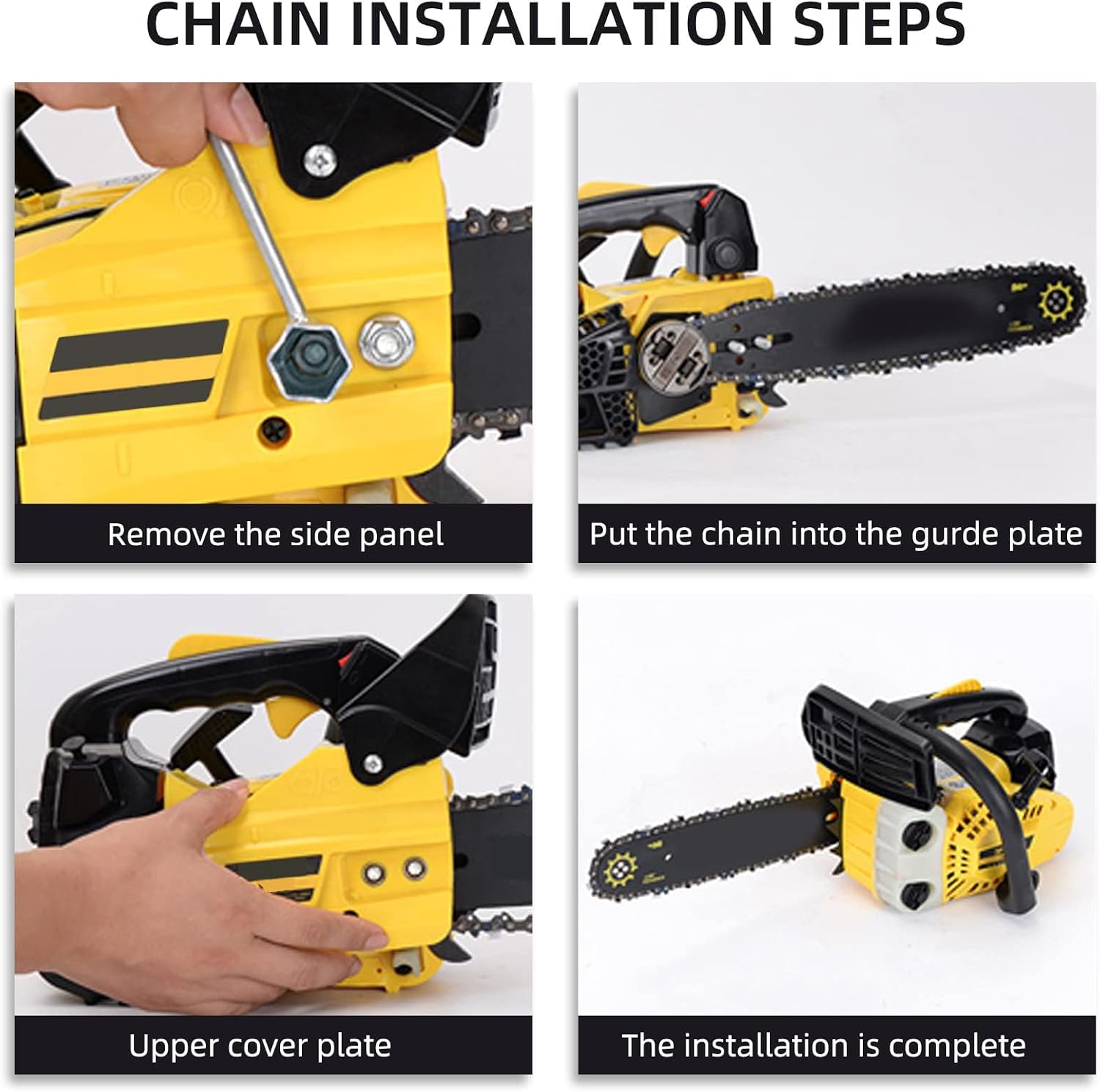 4 Pack 10 Inch Chainsaw Chain S40 3/8" LP Pitch .050" Gauge 40 Drive Links, 10-inch Replacement Chains Fits Remington, Greenwork, Sunjoe, Worx, Craftsman and More