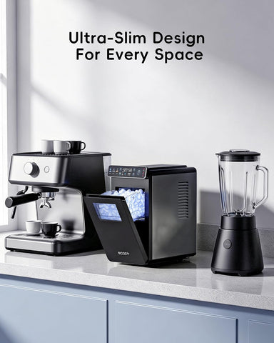 ecozy Small Ice Maker with Full-Color Panel & Timer Function, 26 lbs/Day