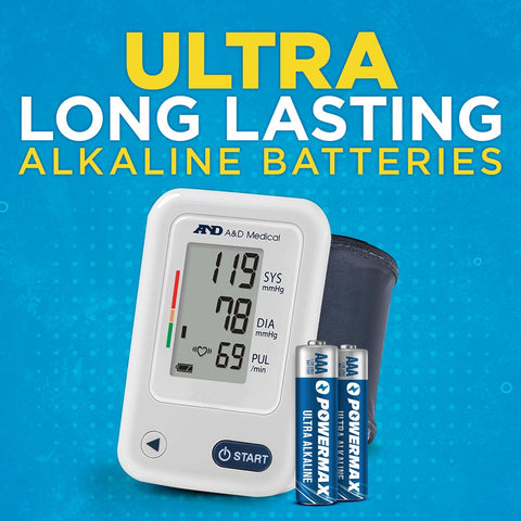 Powermax 24-Count Triple AAA Batteries, Ultra Long Lasting Alkaline Battery for Home and Office, 10-Year Shelf Life, Reclosable Packaging