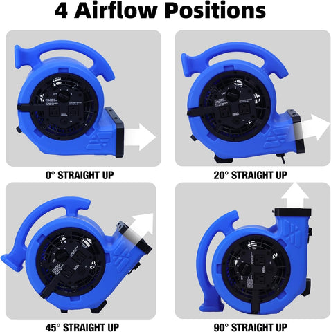 BEYOND BREEZE 1/4 HP 1000 CFM Air Mover Blower Fan with 3 Speeds, Blue