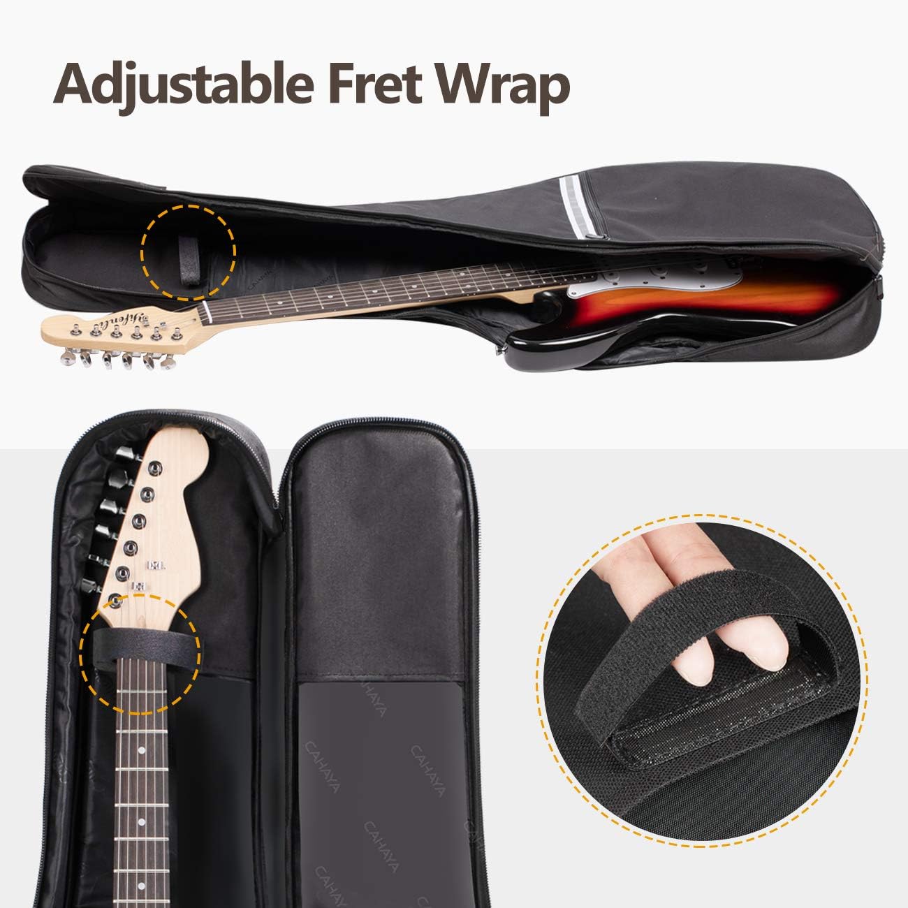 CAHAYA Electric Guitar Bag Gig Bag 6mm Padding Padded Backpack with Reflective Bands Soft Guitar Case Black CY0225