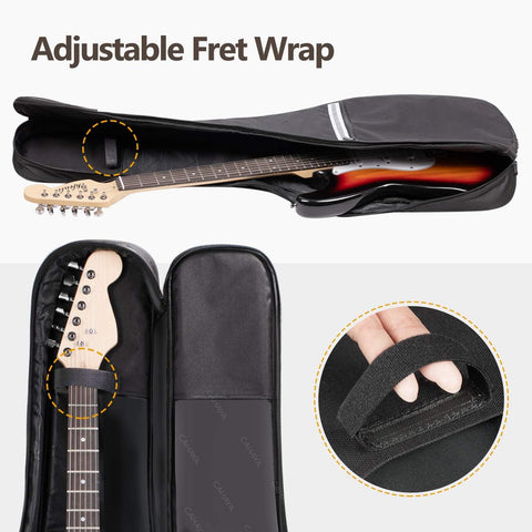 CAHAYA Electric Guitar Bag Gig Bag 6mm Padding Padded Backpack with Reflective Bands Soft Guitar Case Black CY0225