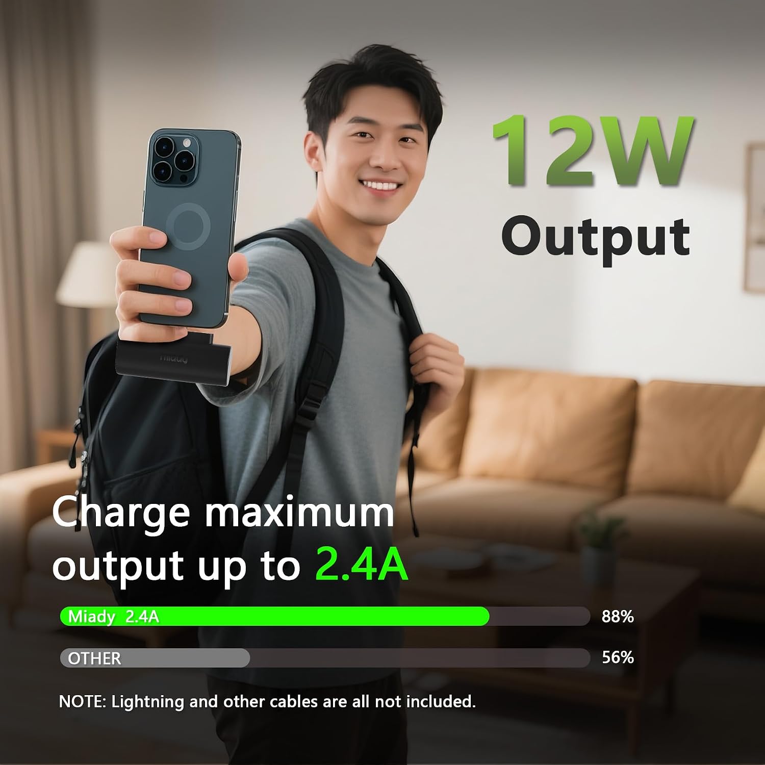 Miady 12-Pack Mini Portable Charger Built-in USB C Connector Power Bank