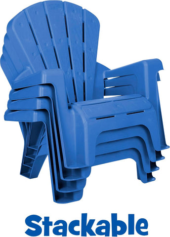 Little Tikes Kids Garden Chair 4 Pack in Blue, Outdoor Toddler Activity Adirondack Chairs for Picnic, Garden, Patio, Backyard & Beach, Outdoor Chair Set