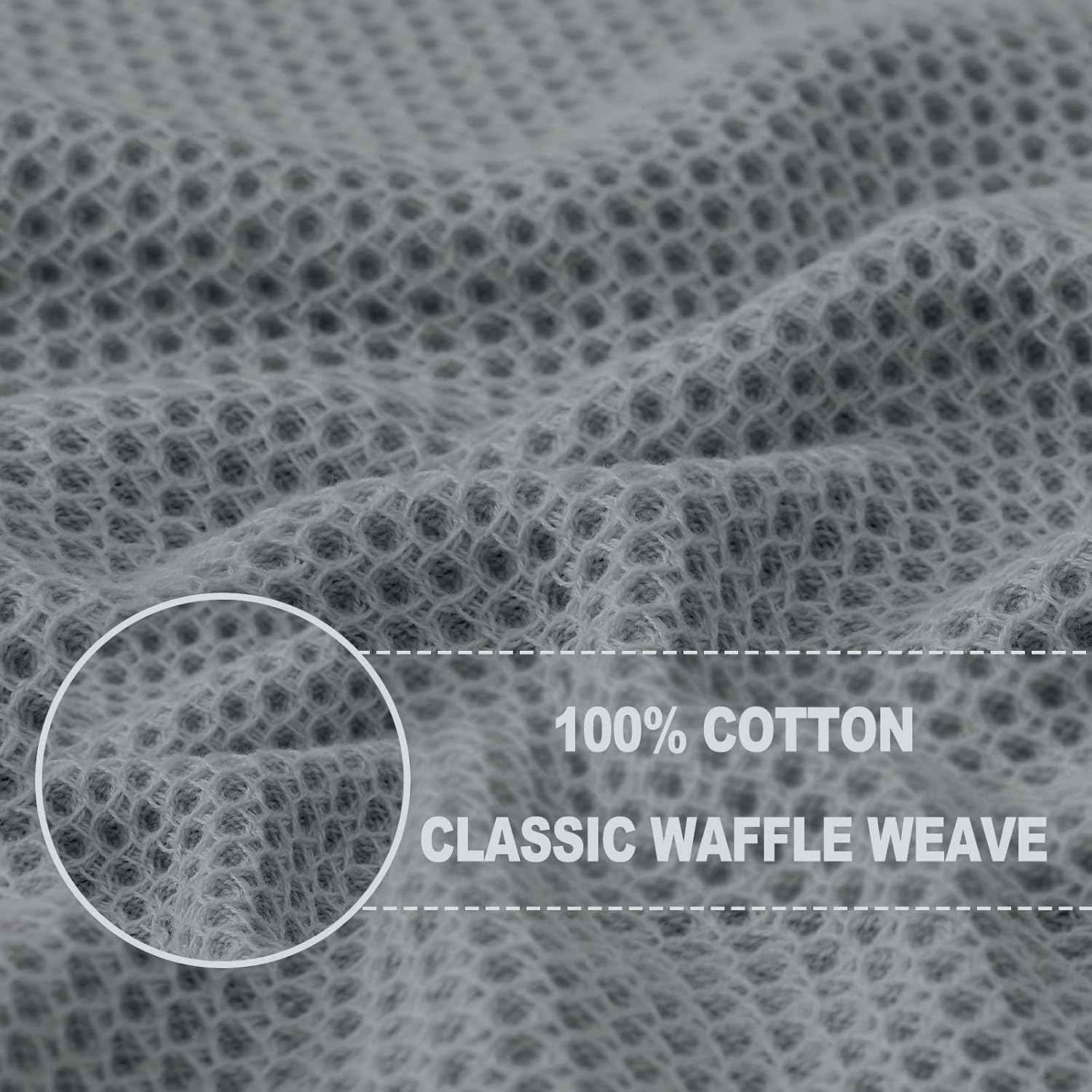 Homaxy 100% Cotton Waffle Weave Kitchen Dish Towels 6-Pack, Grey